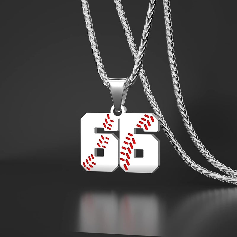 Wikavanli Personalized Baseball Jersey Number 00-99 Necklace - Stainless Steel Baseball Chain Pendant Necklace - Team Jewelry Gift for Boys, Girls, Men, Women - Image 2